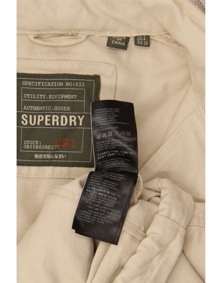 Superdry Damen Crop Oversized Utility Jacke UK 8 Small Beige Baumwolle
