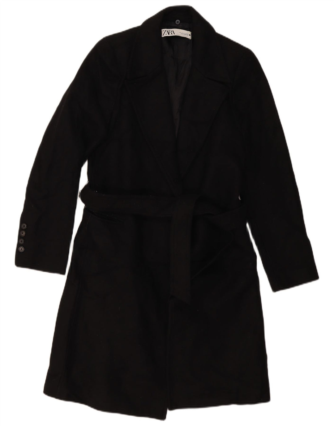 ZARA Manteau Femme UK 10 Petite Laine Noire
