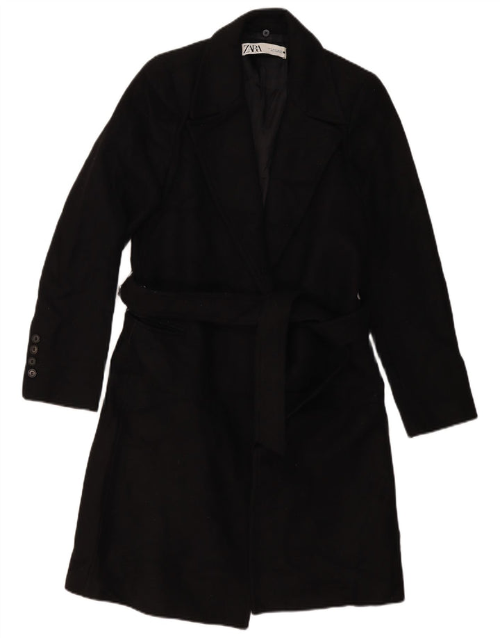 ZARA Manteau Femme UK 10 Petite Laine Noire