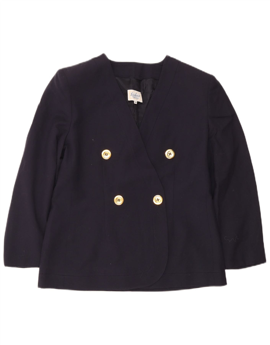 Luisa Spagnoli Womens Double Breasted Blazer Jacket IT 46 Large Navy Blue