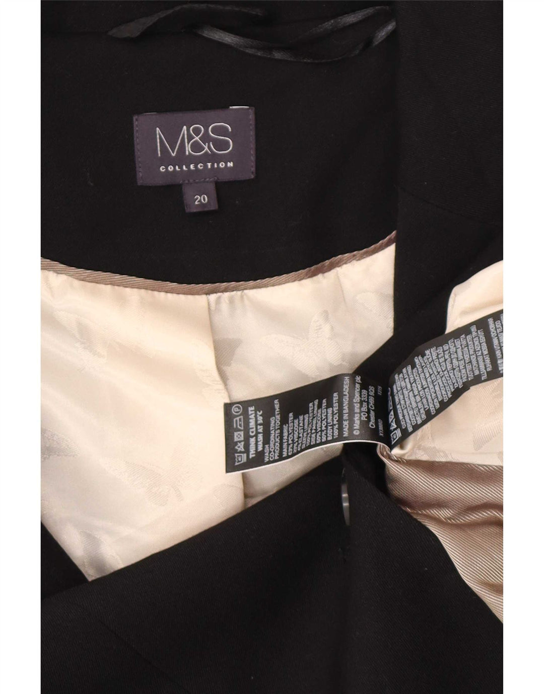 Jaqueta blazer feminina Marks & Spencer com 1 botão Reino Unido 20 2XL poliéster preto