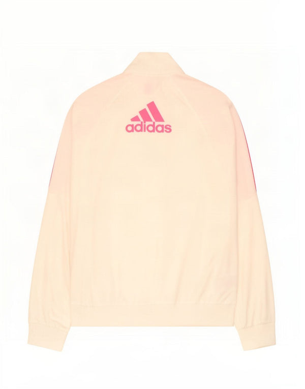 Giacca superiore della tuta da ragazza Adidas 14-15 anni in poliestere bianco sporco