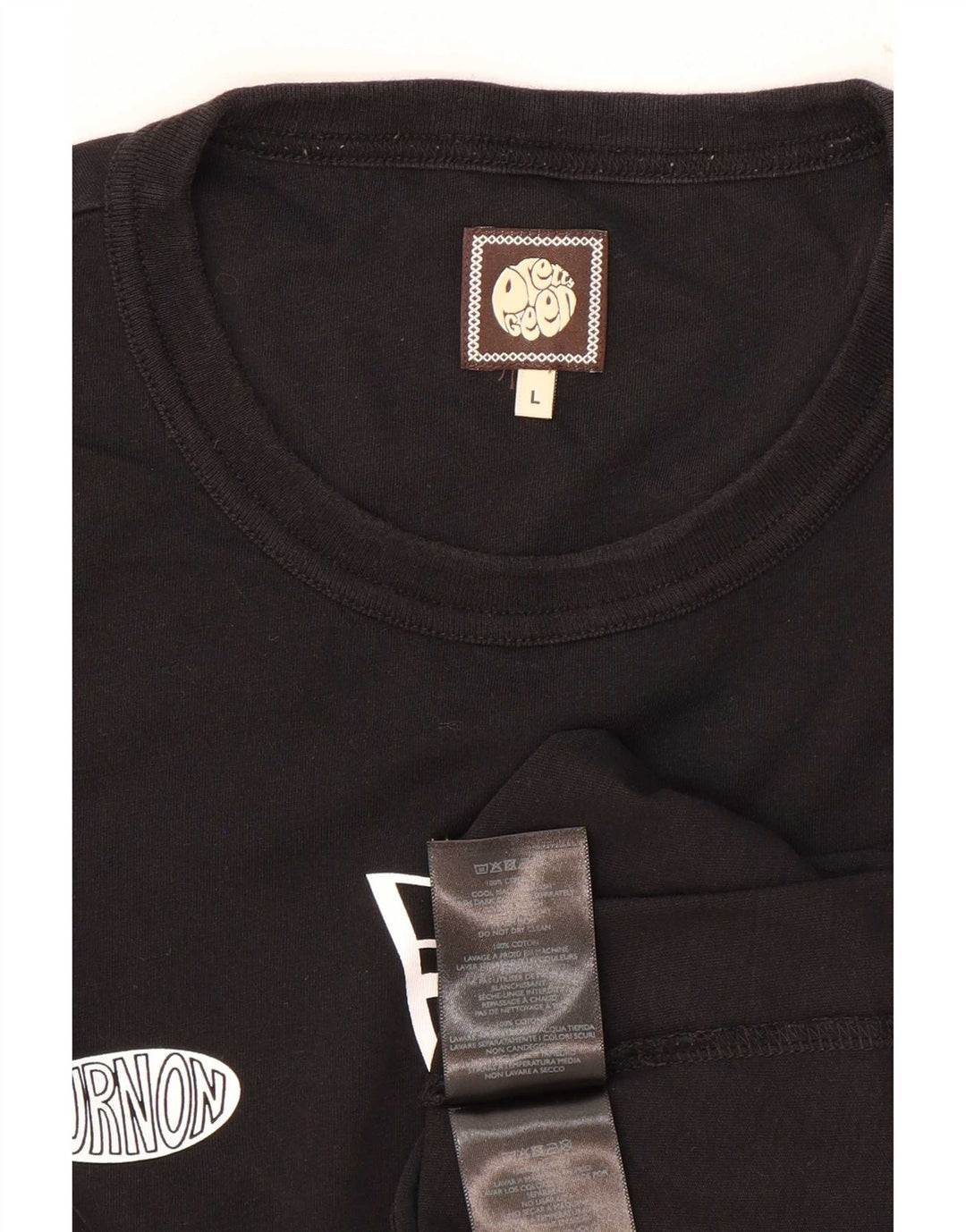 Pretty Green Herre Grafisk Top Langærmet Stor Sort Bomuld