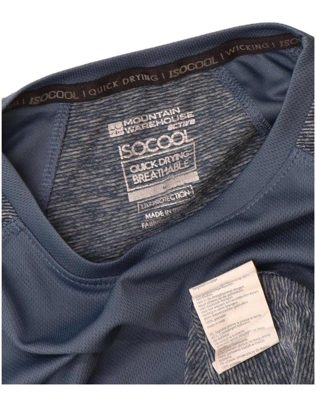 Mountain Warehouse Herren-Oberteil mit langen Ärmeln, Mittelblaues Farbblock-Polyester