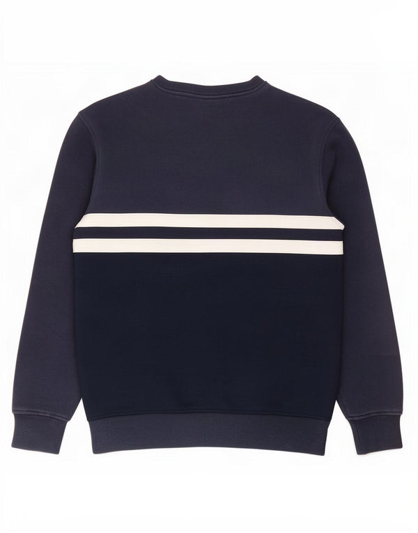 Ellesse Mens Graphic Sweatshirt Jumper Small Navy Blue Colourblock Cotton