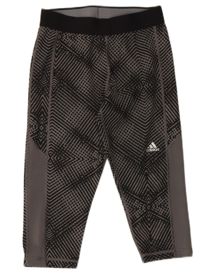 Adidas Womens Capri Leggings UK 8 Small  Grey Geometric Polyester