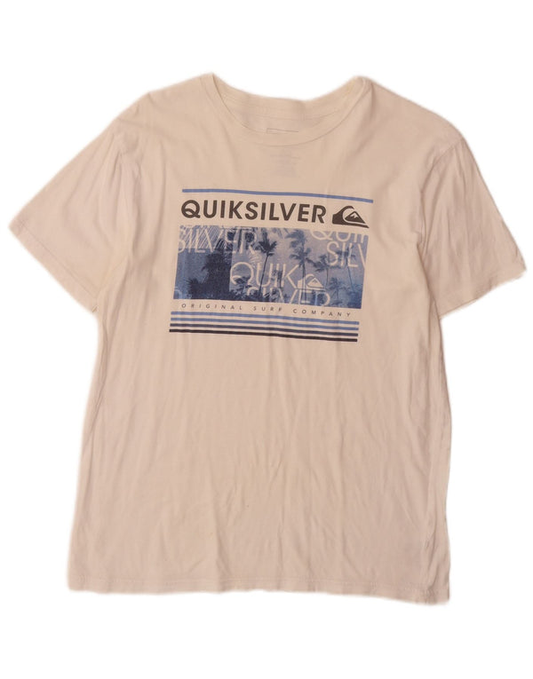 Quiksilver Womens Graphic T-Shirt Top UK 18 XL Weiße Baumwolle