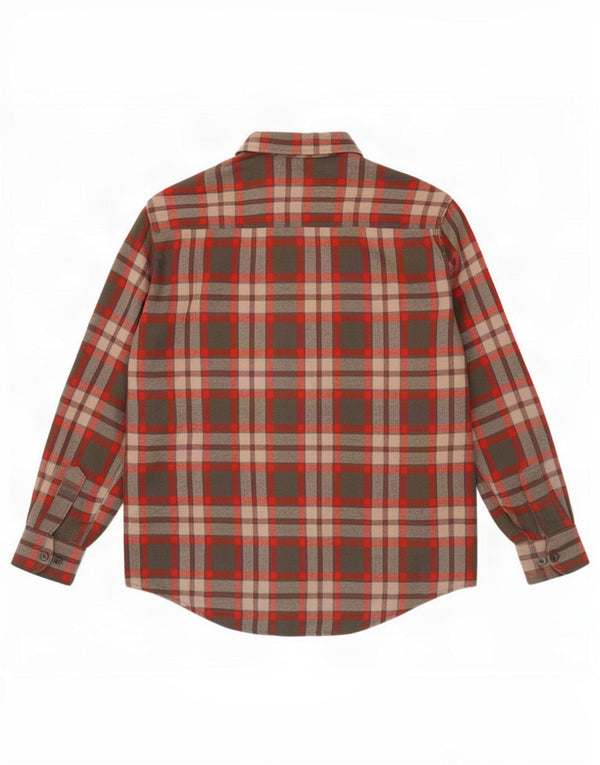 vintage Mens Lumberjack Flanelle Chemise Grand Chèque Rouge Acrylique