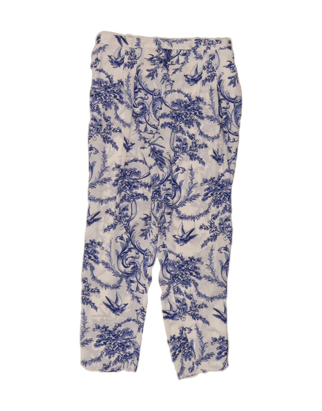 ZARA Womens Slim Chino Trousers Medium W28 L26 Blue Floral Polyester Vintage Zara and Second-Hand Zara from Messina Hembry 
