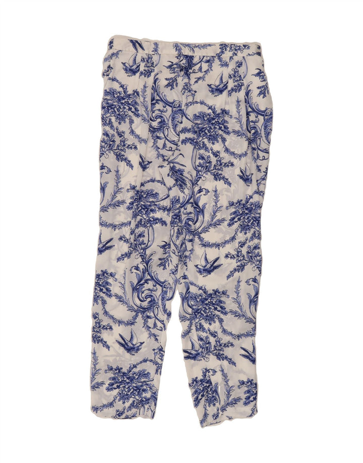 ZARA Womens Slim Chino Trousers Medium W28 L26 Blue Floral Polyester Vintage Zara and Second-Hand Zara from Messina Hembry 