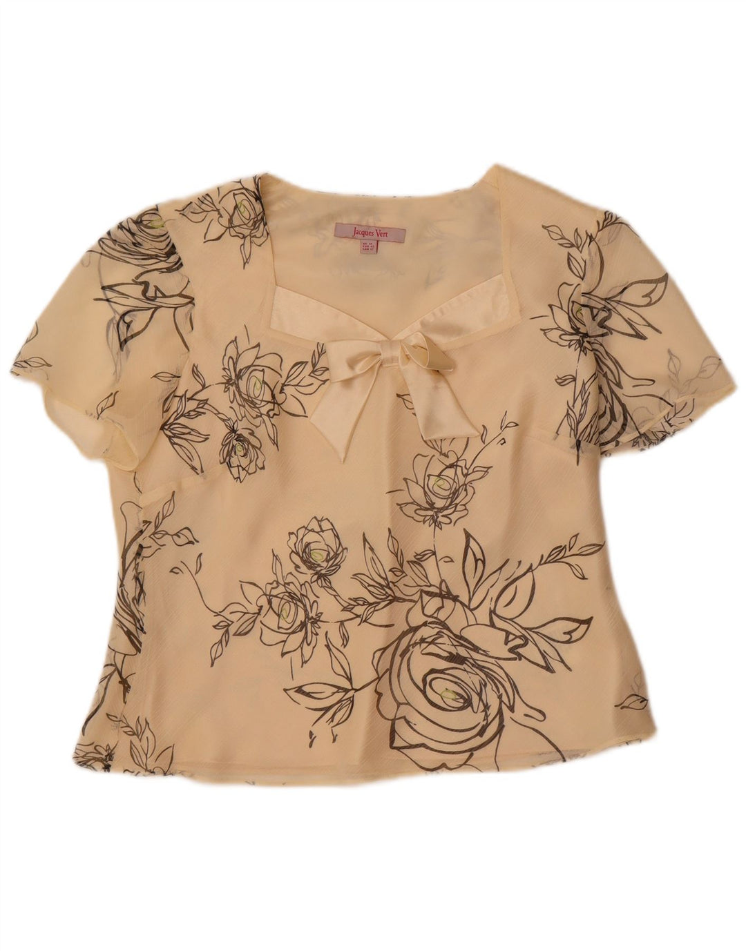 Jacques Vert Chemisier Femme Top UK 14 Large Blanc Cassé Floral Polyester