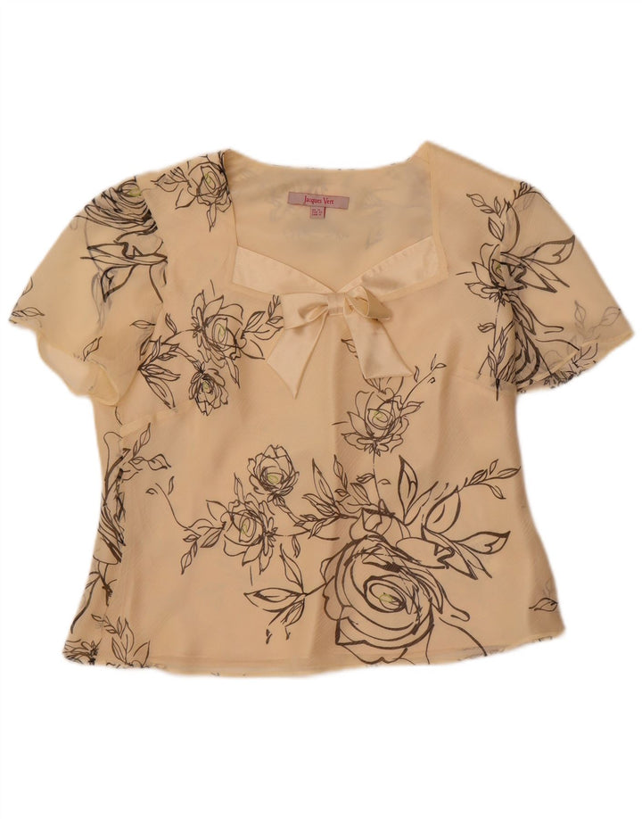 Jacques Vert Chemisier Femme Top UK 14 Large Blanc Cassé Floral Polyester