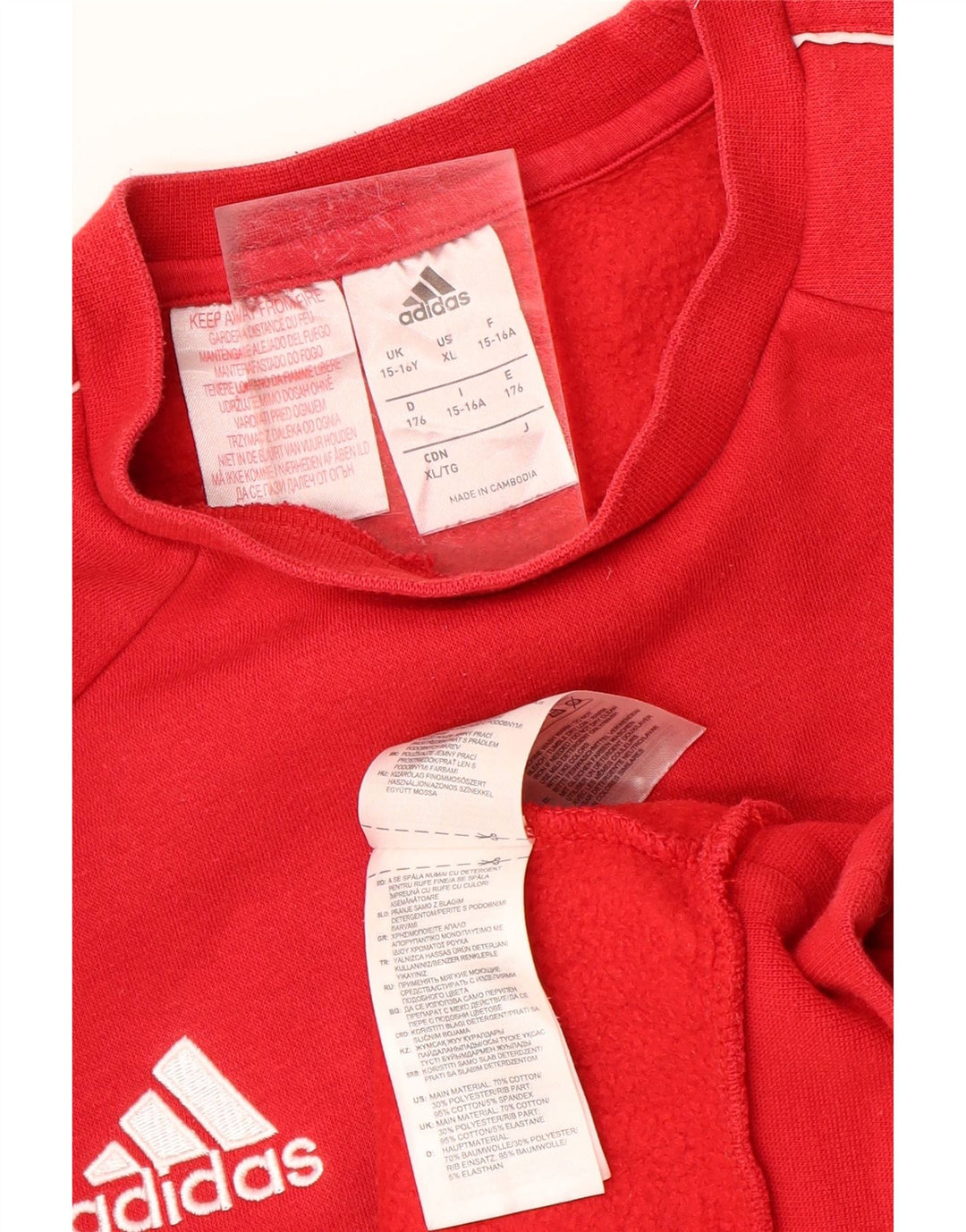 ADIDAS Boys Sweatshirt Jumper 15-16 Years Red Cotton