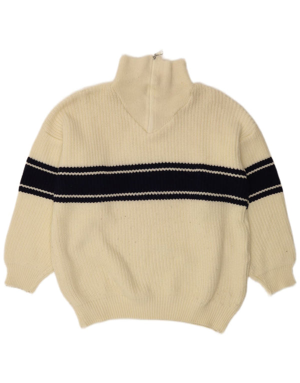 Ideal Pull à col zippé pour homme Large Blanc cassé Colourblock