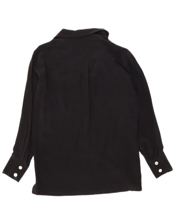 Blusa feminina Spazio de grandes dimensões Reino Unido 10 pequena seda preta