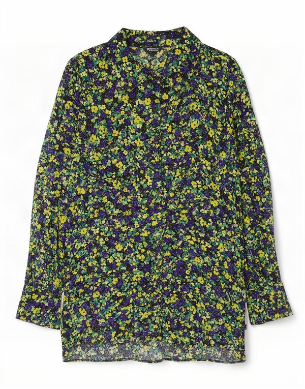 Zara Womens Shirt Blouse UK 10 Small Multicoloured Floral Viscose