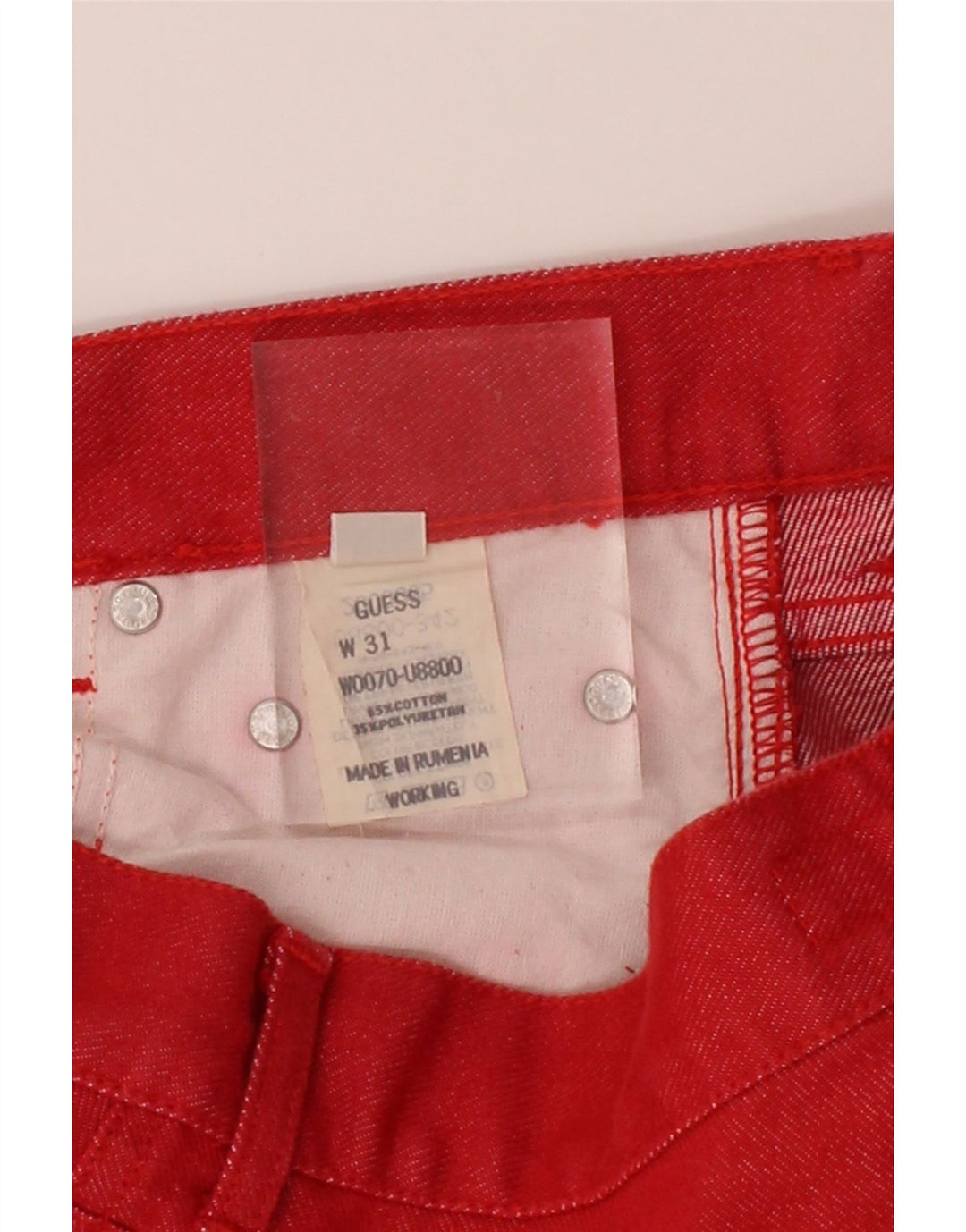 GUESS Womens Straight Jeans W31 L32 Red Cotton Vintage Guess and Second-Hand Guess from Messina Hembry 