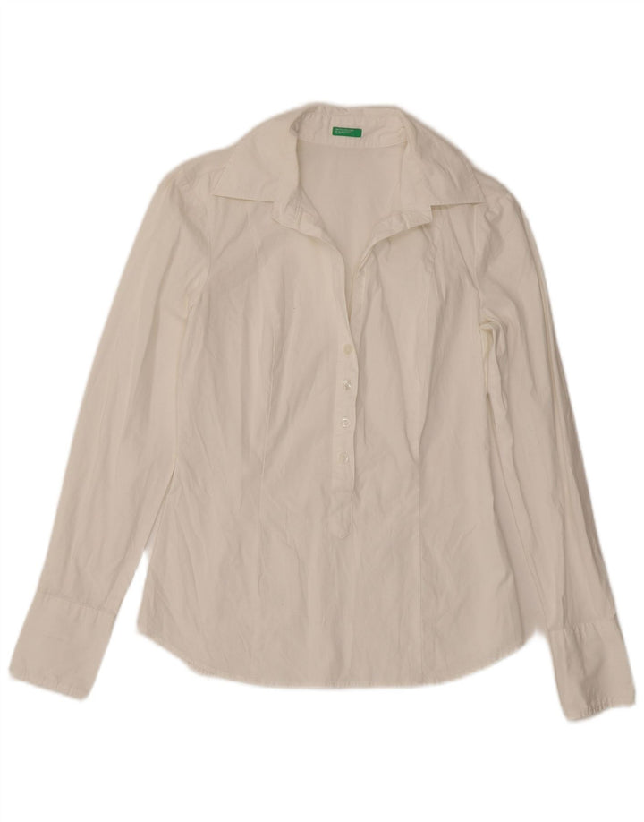 Benetton Chemise Pull Femme UK 10 Small Blanc