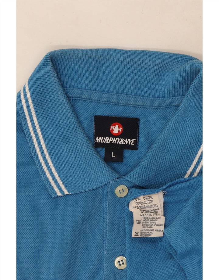 Murphy & Nye Mens Polo Shirt Large Blue Cotton