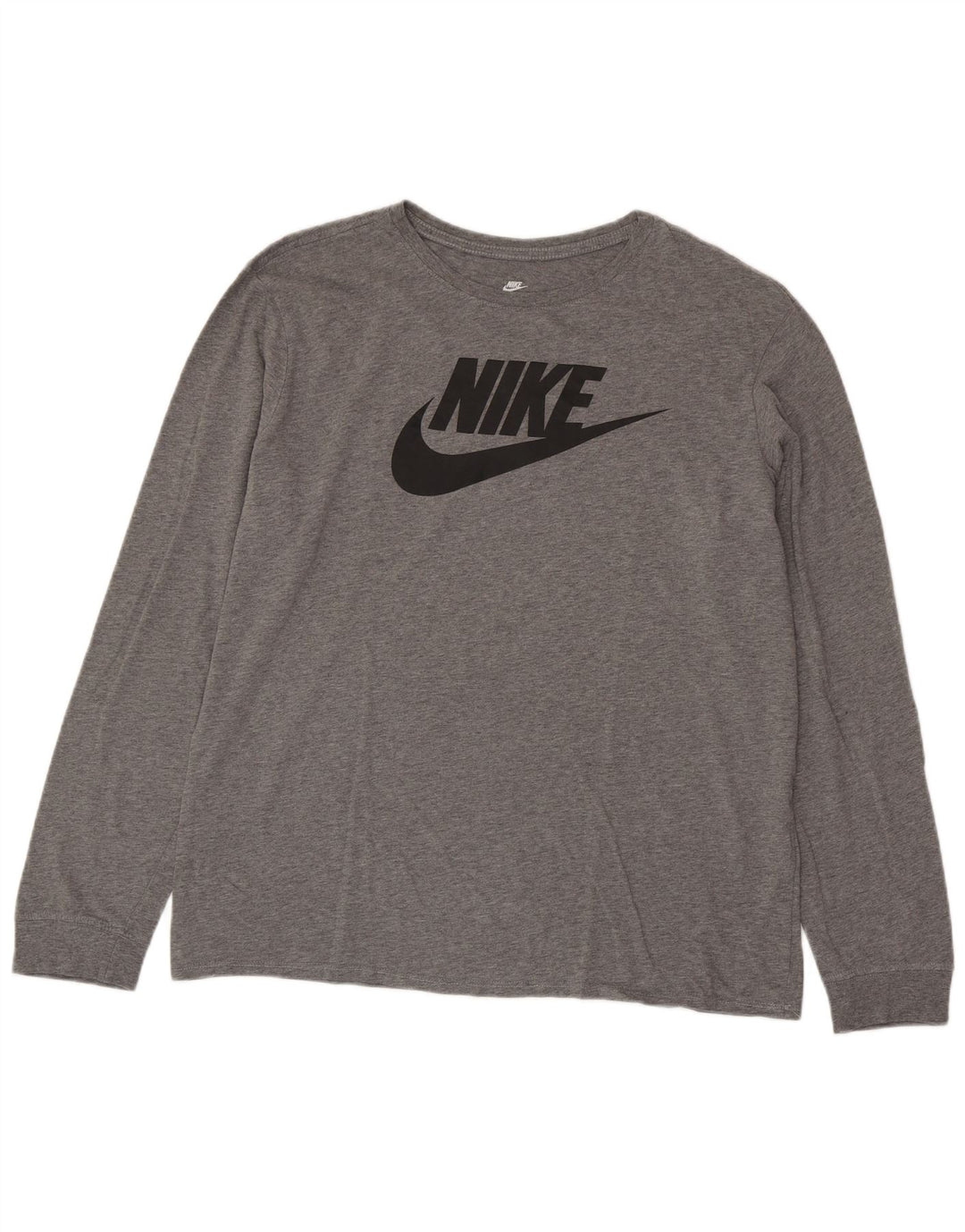 NIKE Mens Athletic Cut Graphic Top Long Sleeve XL Grey Flecked