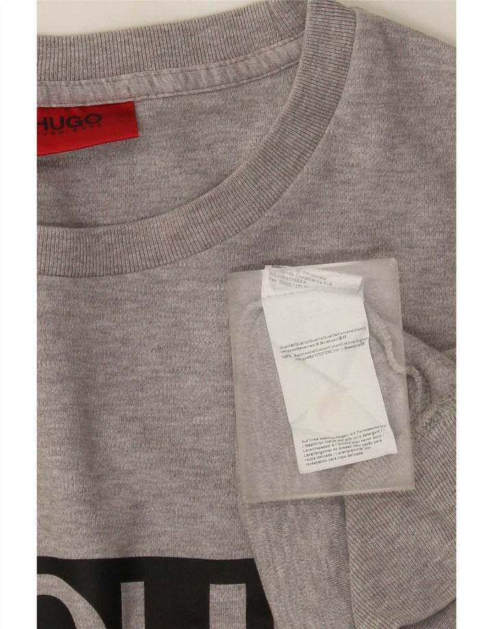 Hugo Boss Mens Graphic Sweatshirt Jumper Large Grey Cotton