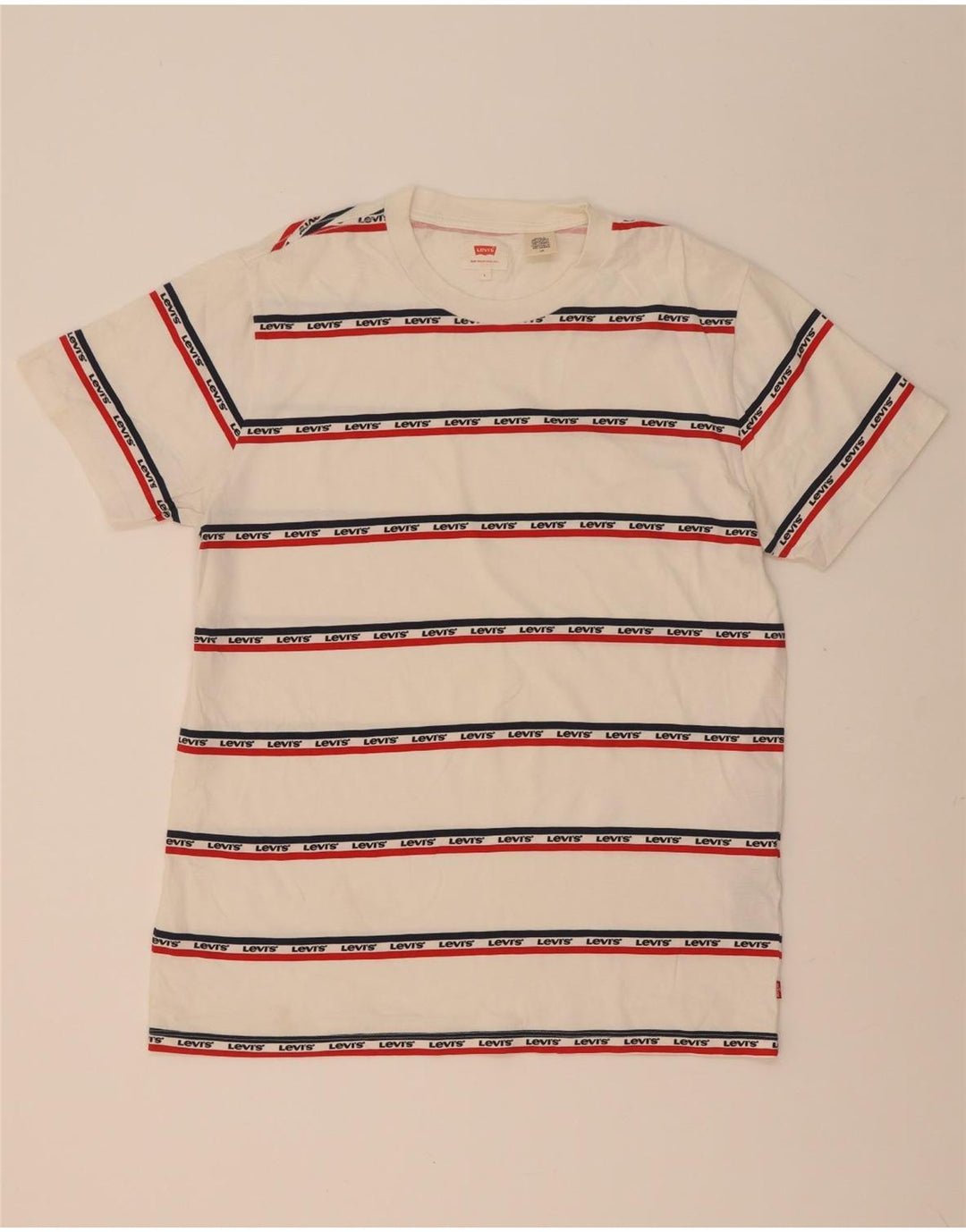 Levi's Mens Graphic T-Shirt Top Large White Striped Cotton