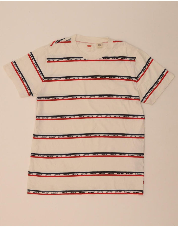 Levi's Mens Graphic T-Shirt Top Large White Striped Cotton