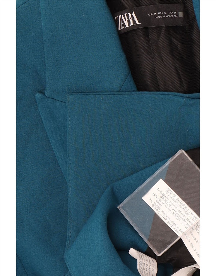 Zara Womens Double Breasted Blazer Jacket UK 12 Medium Blue Polyester