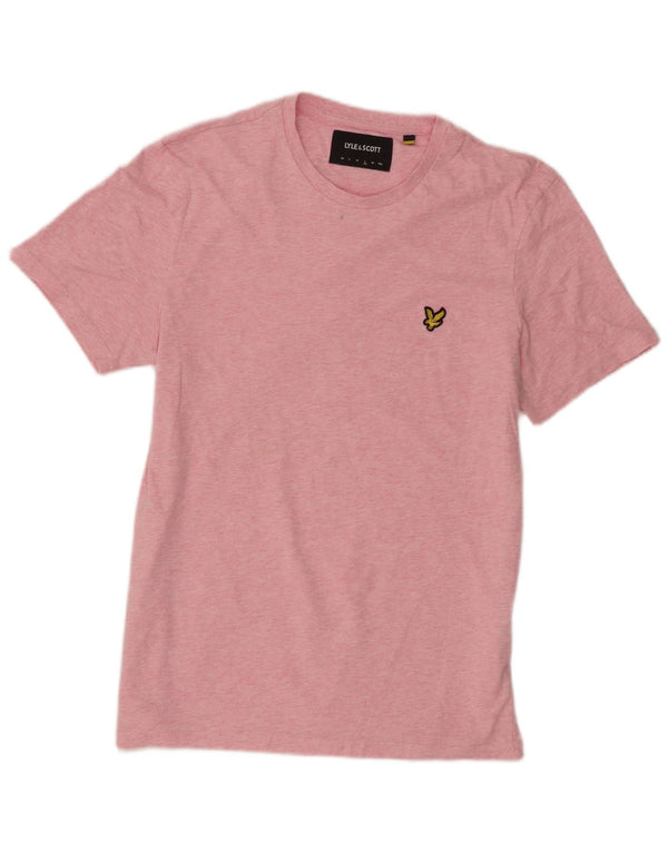 Lyle & Scott Mens T-Shirt Top Large Pink Flecked Cotton
