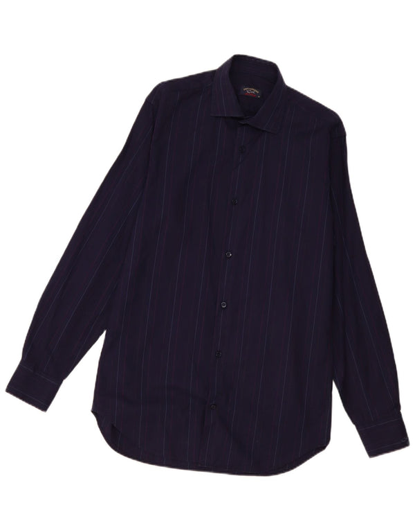 Paul & Shark Ανδρικό πουκάμισο Yachting Μέγεθος 38 Medium Navy Blue Pinstripe Cotton