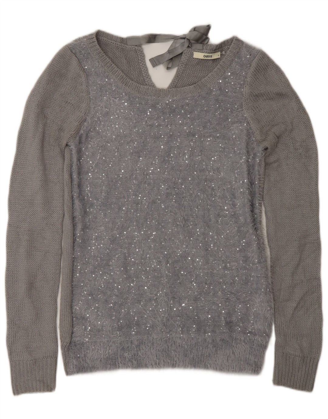 Oasis Dame Boat Neck Jumper Sweater UK 10 Small Grå Polyamid
