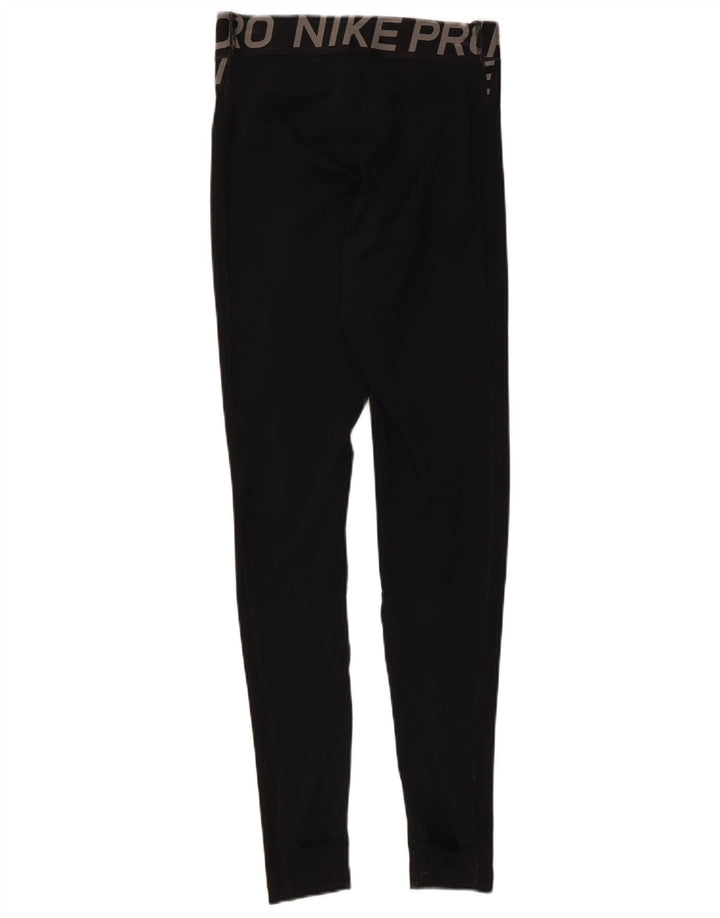 Nike Womens Dri Fit Graphic Leggings UK 8 Small Black Colourblock Polyester