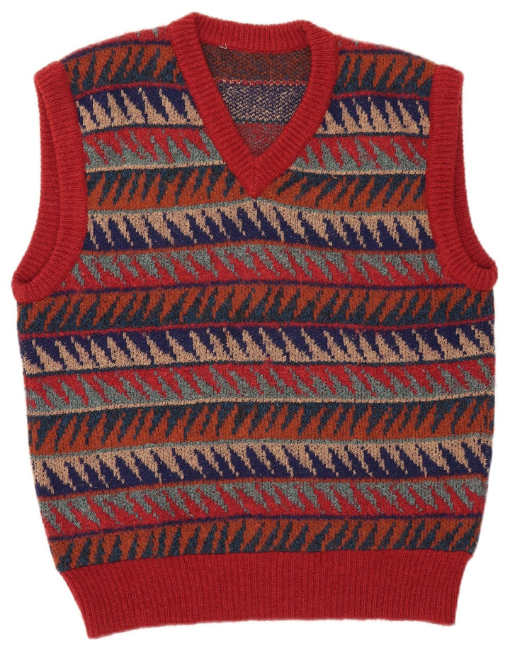 Vintage herrevest tanktop medium flerfarvet geometrisk uld