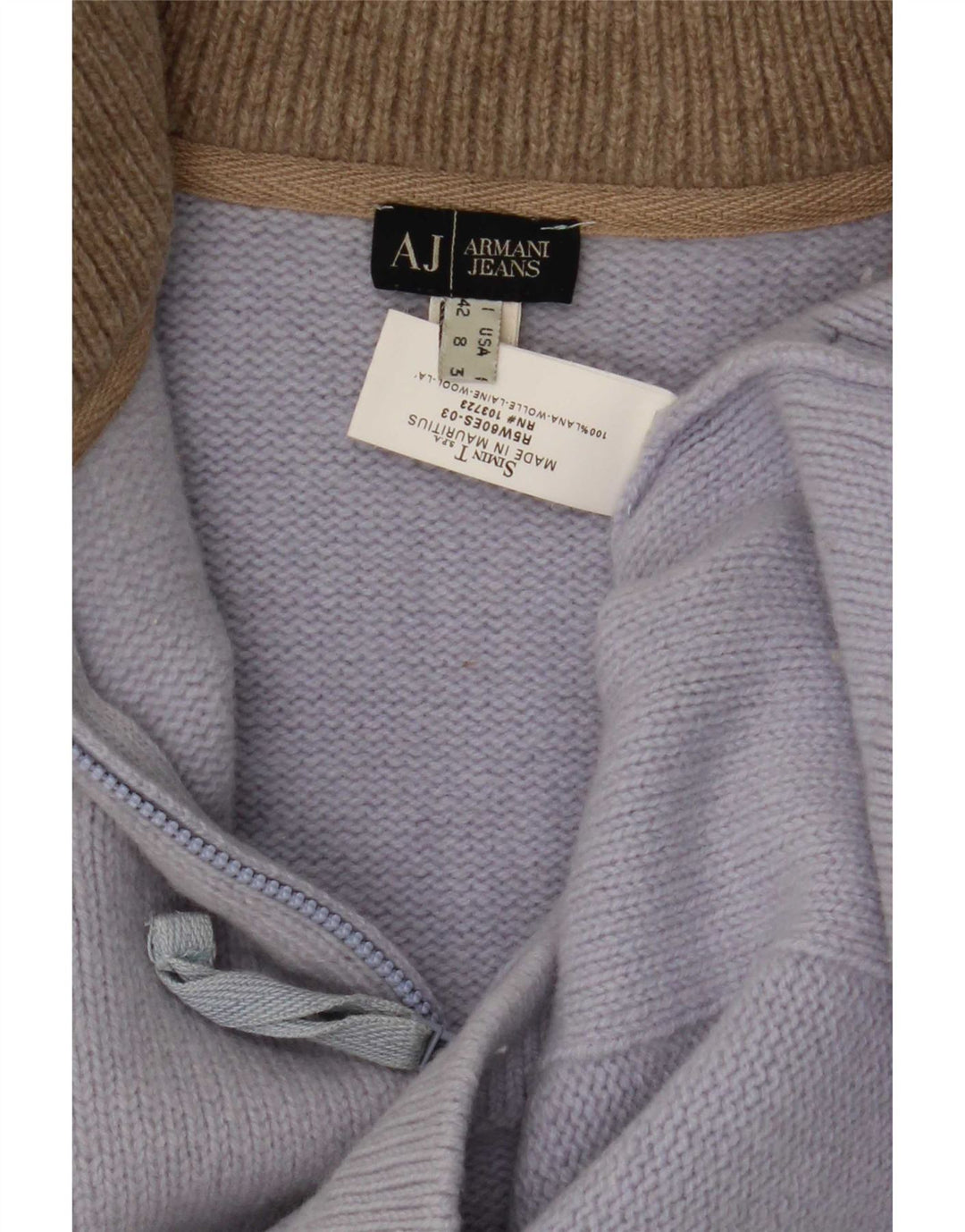 Armani Jeans Womens Crop Zip Neck Jumper Sweater IT 42 Medium Blue Wool