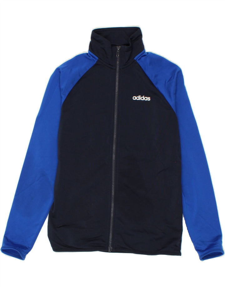 ADIDAS Boys Tracksuit Top Jacket 11-12 Years Navy Blue Colourblock Vintage Adidas and Second-Hand Adidas from Messina Hembry 