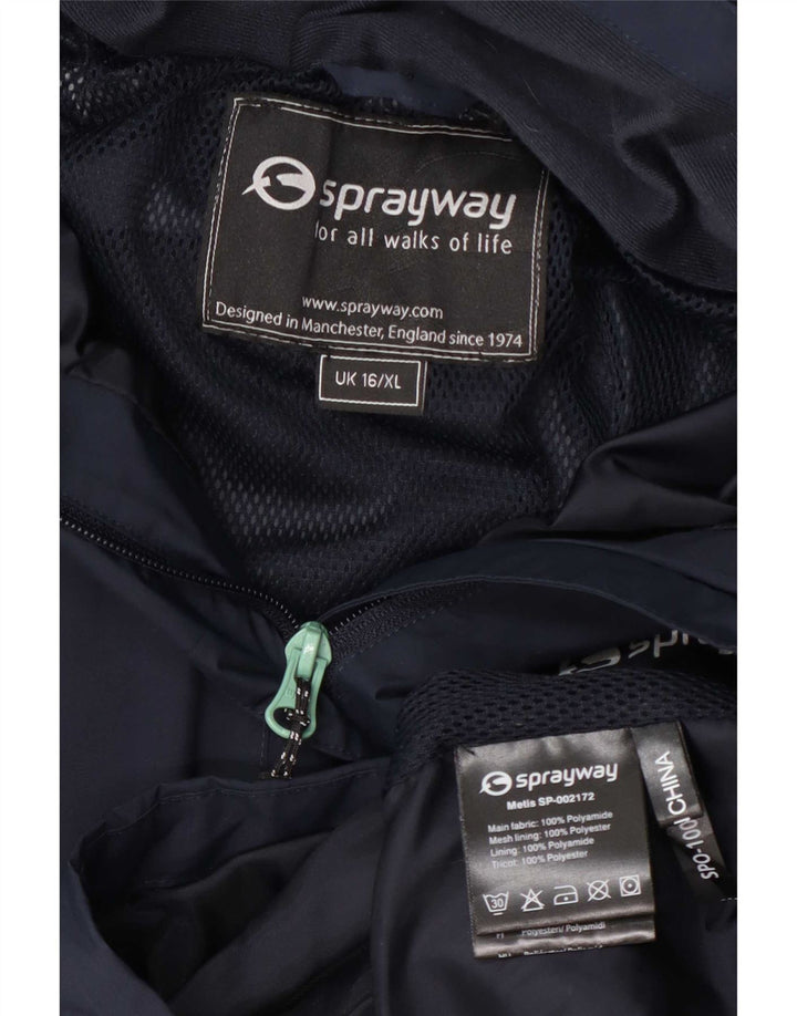 Sprayway Womens Hooded Rain Jacket UK 16 Large Navy Blue Polyamide
