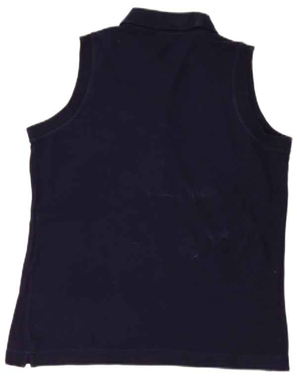 Fila Womens Sleeveless Polo Shirt UK 14 Large Navy Blue Cotton