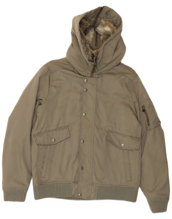 Penn-rich Chaqueta bomber acolchada con capucha para hombre UK 40 Large Khaki Nylon
