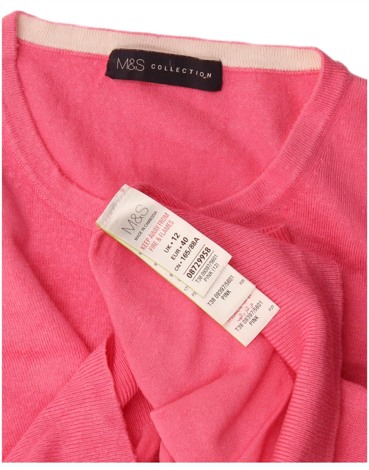 Marks & Spencer Womens Cardigan Sweater UK 12 Medium Pink Viscose