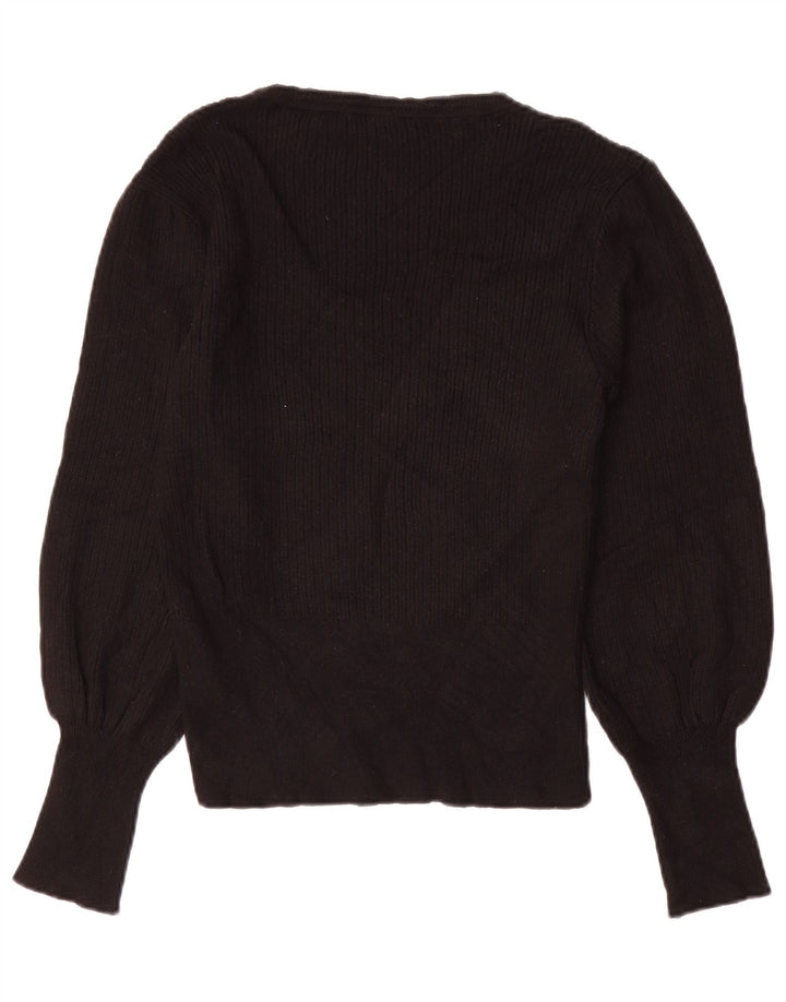 Marks & Spencer Womens Boat Neck Jumper Sweater UK 12 Medium Black Viscose