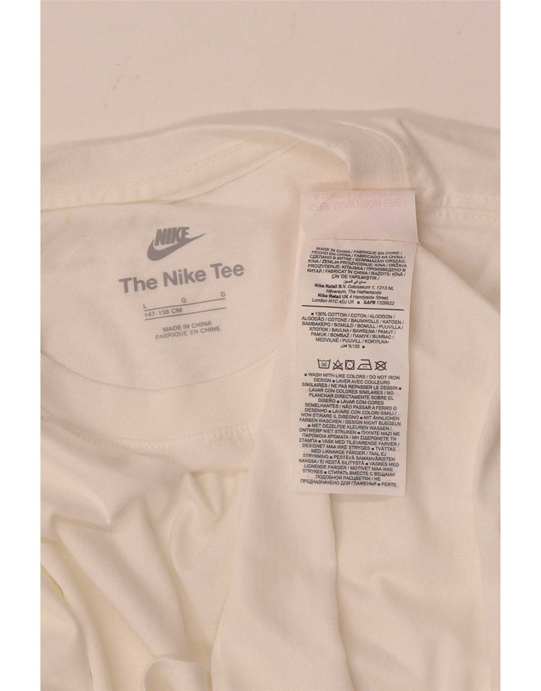 Top Nike Ragazzo Manica Lunga 12-13 Anni Large Bianco Cotone