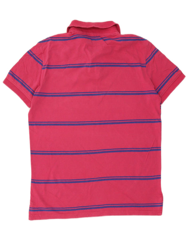 Desigual Mens Graphic Polo Shirt Medium Pink Striped Cotton