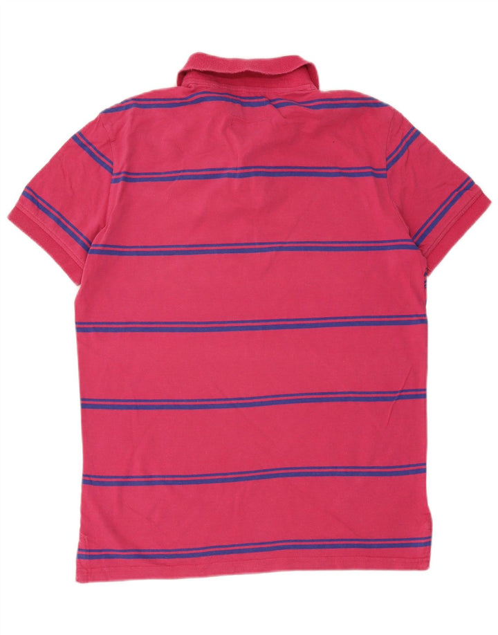 Desigual Mens Graphic Polo Shirt Medium Pink Striped Cotton