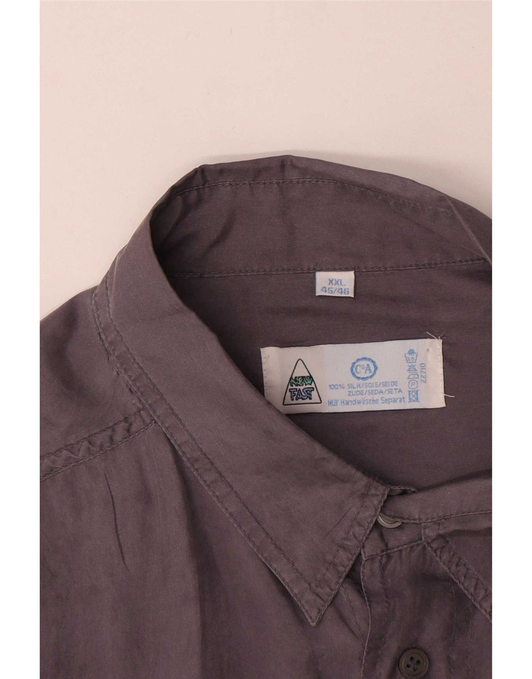 New Fast Mens Short Sleeve Shirt Size 45/46 2XL Grey Silk