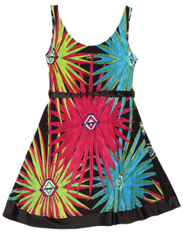 Desigual Womens Graphic Sundress UK 14 Grande cotone geometrico multicolore