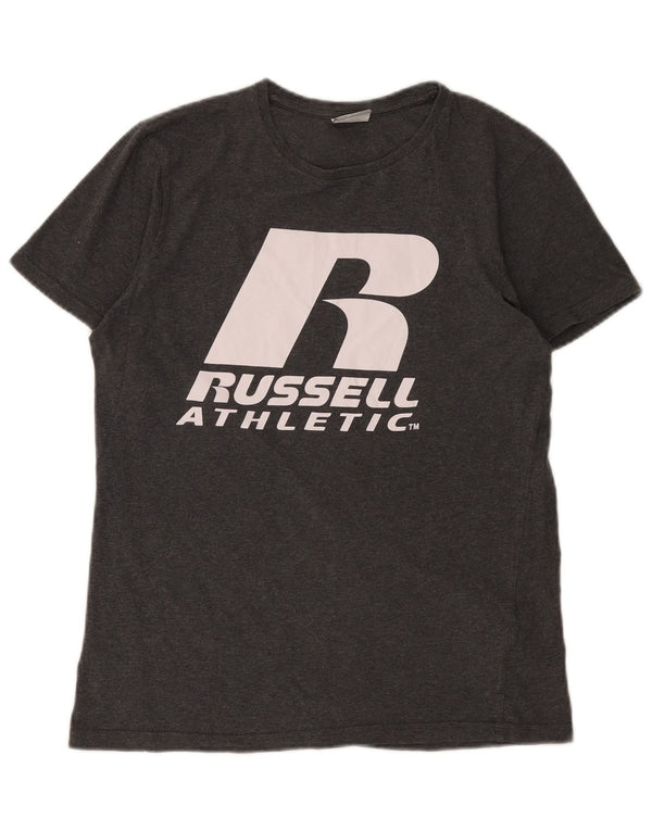 T-shirt grafica da ragazzo Russell Athletic Top 15-16 anni in cotone grigio screziato