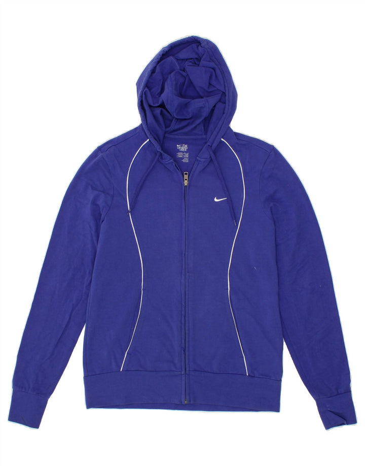 NIKE Womens Zip Hoodie Sweater UK 16/18 Large Blue Cotton Vintage Nike and Second-Hand Nike from Messina Hembry 