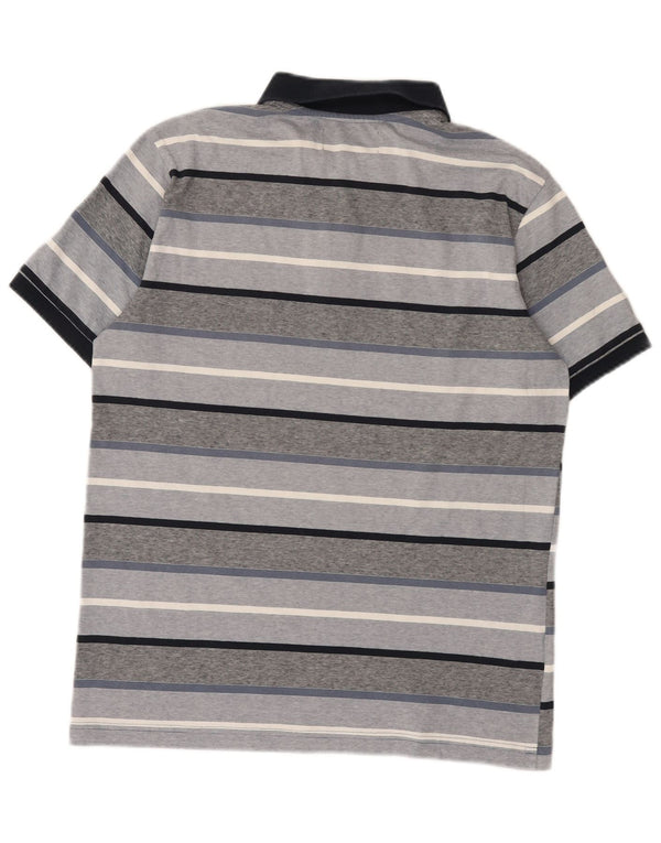 Penguin Mens Polo Shirt Medium Grey Striped Cotton