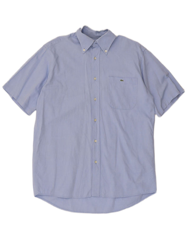 Lacoste Mens Short Sleeve Shirt Size 40 Medium Blue Cotton