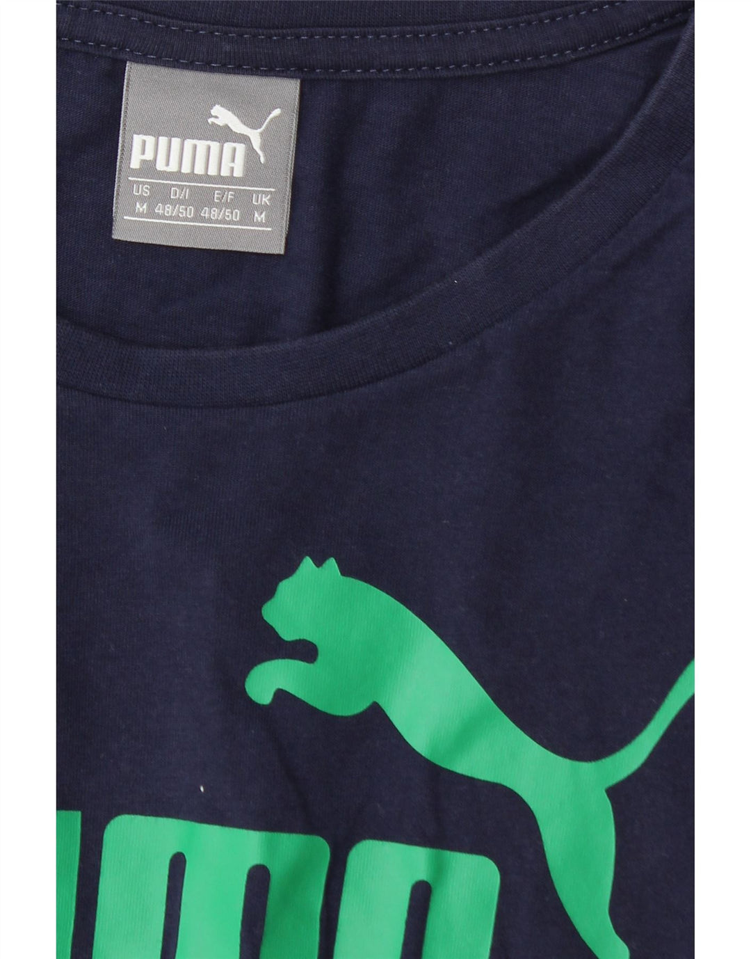 PUMA Mens Graphic T-Shirt Top Medium Navy Blue Cotton Vintage Puma and Second-Hand Puma from Messina Hembry 